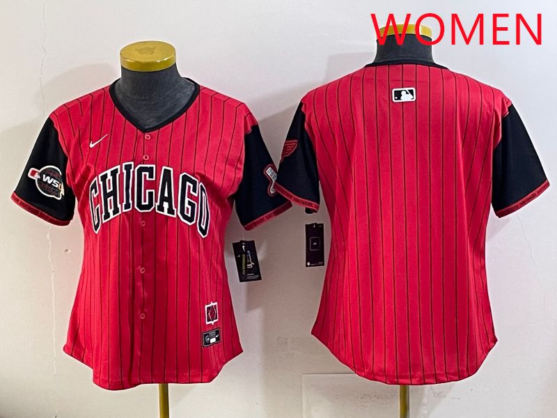 Women Chicago White Sox Blank Red Stripe Joint Name Nike 2025 MLB Jersey style 2->women mlb jersey->Women Jersey